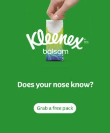 Winter is here! Grab your free pack of Kleenex Balsam tissues