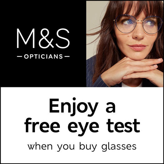 Free eye test when purchase a pair of glasses with M&S Opticians